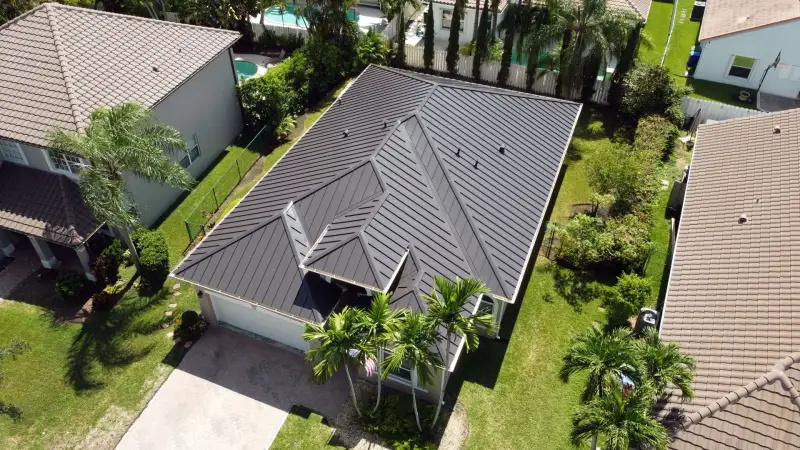 Modern dark standing seam metal roof